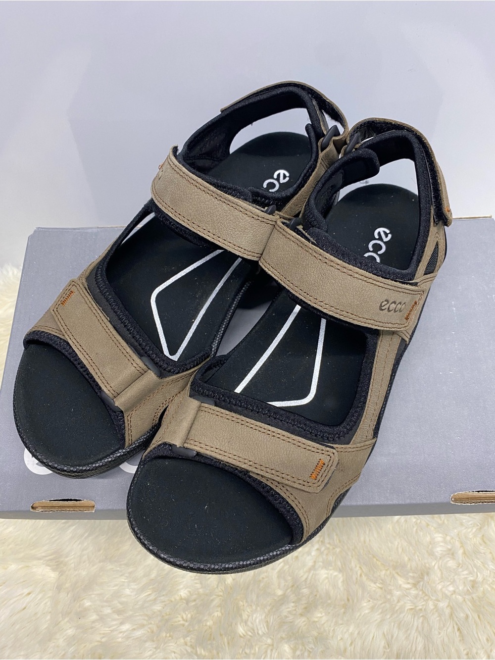 NIB! Ecco 690004 Men's Onroads Strappy Adjustable Brown Sandals Size8-8.5/EU42